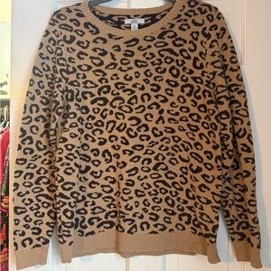 Croft & Barrow Tan and Black Animal Print Sweater